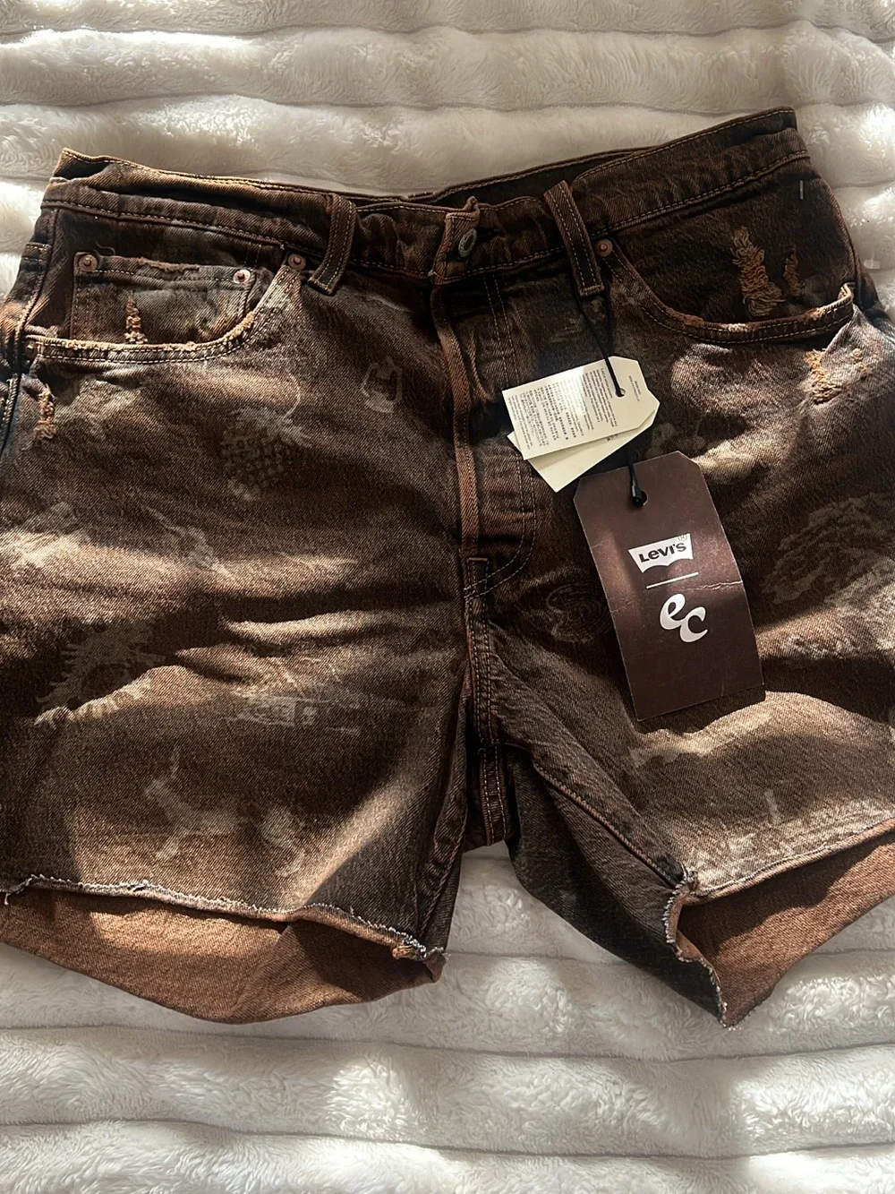 Levi's Brown Distressed Men's Denim Cutoff Shorts